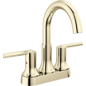 imageDelta Trinsic High Arc Centerset Bathroom Faucet Polished Nickel 3Hole Bathroom Sink Faucet Metal PushPop Drain Assembly Polished Nickel 2559PNMPUDSTPolished Nickel