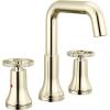 imageDelta Trinsic USpout Widespread Bathroom Faucet with Wheel Handle Polished Nickel 3Hole Bathroom Sink Faucet Metal PushPop Drain Assembly Polished Nickel 35547PNMPUDSTPolished Nickel