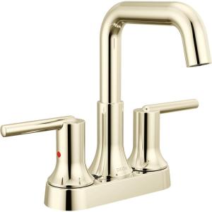 imageDelta Trinsic USpout Centerset Bathroom Faucet Polished Nickel 3Hole Bathroom Sink Faucet Metal PushPop Drain Assembly Polished Nickel 2554PNMPUDSTPolished Nickel