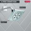 imageDelta Faucet 5Spray H2Okinetic Raincan Shower Head Black Showerhead Square Shower Head Delta Shower Head Water Saving Shower Head Matte Black 52664BLChrome