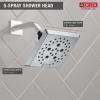 imageDelta Faucet 5Spray H2Okinetic Raincan Shower Head Black Showerhead Square Shower Head Delta Shower Head Water Saving Shower Head Matte Black 52664BLChrome