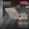 imageDelta Faucet 5Spray H2Okinetic Raincan Shower Head Black Showerhead Square Shower Head Delta Shower Head Water Saving Shower Head Matte Black 52664BLStainless