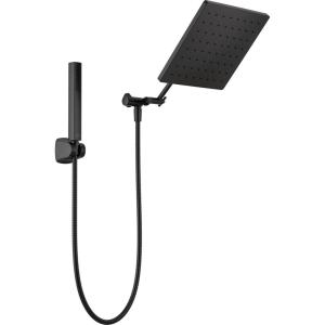 imageDelta 75527 Universal Showering 175 GPM Single Function Modern Rain Shower Head and Hand Shower Combo with Adjustable Extension Arm and TouchClean Nozzles  Matte Black
