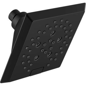 imageDelta Faucet 5Spray H2Okinetic Raincan Shower Head Black Showerhead Square Shower Head Delta Shower Head Water Saving Shower Head Matte Black 52664BLMatte Black