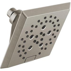 imageDelta Faucet 5Spray H2Okinetic Raincan Shower Head Black Showerhead Square Shower Head Delta Shower Head Water Saving Shower Head Matte Black 52664BLStainless
