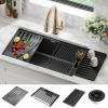 imageDELTA FAUCET Everest 30inch Granite Composite Workstation Kitchen Sink Undermount Single Bowl with WorkFlow Ledge and Accessories in Dark Grey 75B93330SDGDark Grey