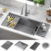 imageDELTA FAUCET Everest 30inch Granite Composite Workstation Kitchen Sink Undermount Single Bowl with WorkFlow Ledge and Accessories in Dark Grey 75B93330SDGDark Grey