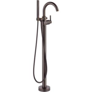 imageDelta Faucet Trinsic FloorMount Freestanding Tub Filler with Hand Held Shower Champagne Bronze T4759CZFL Valve Not IncludedVenetian Bronze