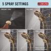 imageDelta Faucet 5Setting HydroRain 2in1 Dual Shower Head with ProClean Spray Matte Black Round Shower Head with Hose Hand Held Shower Head Matte Black 75419BLChampagne Bronze