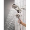 imageDelta Faucet 6Setting In2ition 2in1 Dual Shower Head with ProClean Spray Matte Black Round Shower Head with Hose Hand Held Shower Head Matte Black 75655BLSpotshield Brushed Nickel