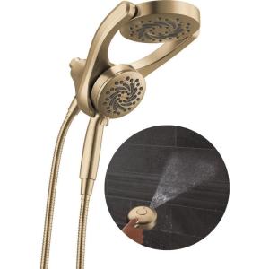 imageDelta Faucet 5Setting HydroRain 2in1 Dual Shower Head with ProClean Spray Matte Black Round Shower Head with Hose Hand Held Shower Head Matte Black 75419BLChampagne Bronze