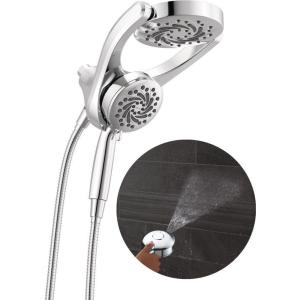 imageDelta Faucet 5Setting HydroRain 2in1 Dual Shower Head with ProClean Spray Matte Black Round Shower Head with Hose Hand Held Shower Head Matte Black 75419BLChrome