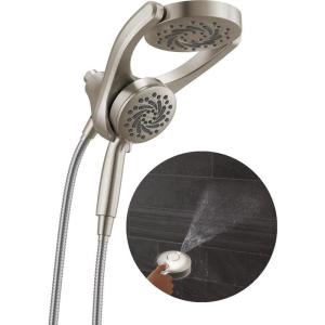 imageDelta Faucet 5Setting HydroRain 2in1 Dual Shower Head with ProClean Spray Matte Black Round Shower Head with Hose Hand Held Shower Head Matte Black 75419BLSpotshield Brushed Nickel