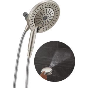 imageDelta Faucet 6Setting In2ition 2in1 Dual Shower Head with ProClean Spray Matte Black Round Shower Head with Hose Hand Held Shower Head Matte Black 75655BLSpotshield Brushed Nickel