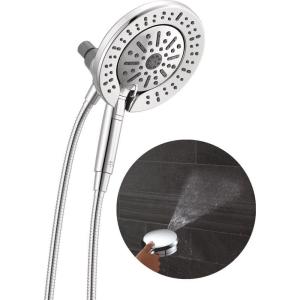 imageDelta Faucet 6Setting In2ition 2in1 Dual Shower Head with ProClean Spray Matte Black Round Shower Head with Hose Hand Held Shower Head Matte Black 75655BLChrome