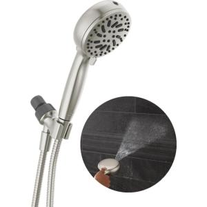 imageDelta Faucet ProClean Brushed Nickel Shower Head with Handheld Showerhead with High Pressure Spray Handheld Shower Head 6 Spray Settings SpotShield Brushed Nickel 75740SN