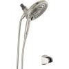 imageDelta Faucet 7Setting In2ition Dual Shower Head with Handheld Spray Brushed Nickel Shower Head with Hose Showerheads ampamp Handheld Showers Handheld Shower Heads Satin Nickel 75687DSNStainless