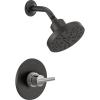 imageDelta Faucet Nicoli 14 Series SingleHandle Shower Faucet BlackChrome Shower Trim Kit with 5Spray H2Okinetic Shower Head Matte BlackChrome 142749CS Shower Valve Included