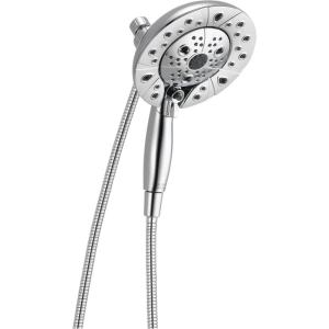 imageDelta Faucet 5Spray In2ition Dual Shower Head with HandHeld Spray H2Okinetic Chrome Shower Head with Hose Showerheads Handheld Shower Heads Lumicoat Chrome 58480PRPK175 GPM Water Flow