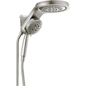 imageDelta Faucet HydroRain 5Spray H2Okinetic Dual Shower Head with Handheld Spray Gold Shower Head with Hose Handheld Shower Heads 25 GPM Flow Rate Champagne Bronze 58680CZ25Stainless