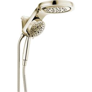imageDelta Faucet HydroRain 5Spray H2Okinetic Dual Shower Head with Handheld Spray Gold Shower Head with Hose Handheld Shower Heads 25 GPM Flow Rate Champagne Bronze 58680CZ25Polished Nickel