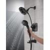 imageDelta Faucet Vesna 14 Series SingleHandle Shower Trim Kit with 5Spray H2Okinetic In2ition Dual Hand Held Shower Head with Hose SpotShield Brushed Nickel 144789SPI Valve IncludedMatte Black