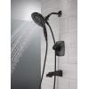 imageDelta Faucet Vesna 14 Series SingleHandle Shower Trim Kit with 5Spray H2Okinetic In2ition Dual Hand Held Shower Head with Hose SpotShield Brushed Nickel 144789SPI Valve IncludedMatte Black