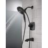 imageDelta Faucet Vesna 14 Series SingleHandle Shower Trim Kit with 5Spray H2Okinetic In2ition Dual Hand Held Shower Head with Hose SpotShield Brushed Nickel 144789SPI Valve IncludedMatte Black