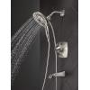 imageDelta Faucet Vesna 14 Series SingleHandle Shower Trim Kit with 5Spray H2Okinetic In2ition Dual Hand Held Shower Head with Hose SpotShield Brushed Nickel 144789SPI Valve IncludedSpotshield Brushed Nickel