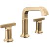 imageDelta Faucet Tetra Gold Widespread Bathroom Faucet 3 Hole Gold Bathroom Faucet for Bathroom Sink Bathroom Sink Faucet Diamond Seal Metal Drain Lumicoat Champagne Bronze 35587CZPRDSTLumicoat Champagne Bronze