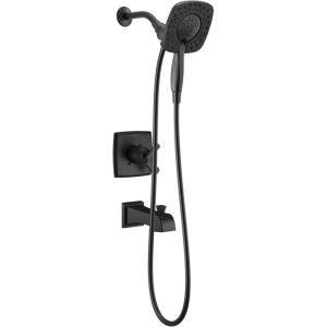 imageDelta Faucet Ashlyn 17 Series DualFunction Tub and Shower Trim Kit with 2Spray TouchClean In2ition 2in1 Hand Held Shower Head with Hose Matte Black T17464BLI Valve Not IncludedMatte Black