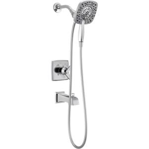 imageDelta Faucet Ashlyn 17 Series DualFunction Tub and Shower Trim Kit with 2Spray TouchClean In2ition 2in1 Hand Held Shower Head with Hose Matte Black T17464BLI Valve Not IncludedChrome