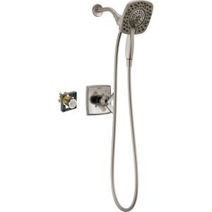 imageDelta Faucet Ashlyn 17 Series DualHandle Delta Shower Trim Kit with In2ition 2in1 Shower Head with Handheld Spray Matte Black Shower Fixture Matte Black T17264BLI Valve Not IncludedStainless