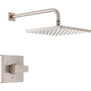 imageDelta Faucet Modern 14 Series Matte Black Shower Faucet Delta Shower Trim Kit with SingleSpray TouchClean Black Shower Head Matte Black T14267BLPP Valve Not IncludedSpotShield Brushed Nickel