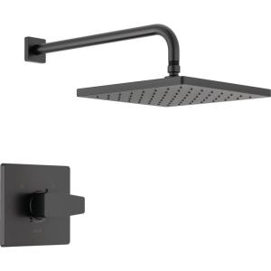 imageDelta Faucet Modern 14 Series Matte Black Shower Faucet Delta Shower Trim Kit with SingleSpray TouchClean Black Shower Head Matte Black T14267BLPP Valve Not IncludedMatte Black