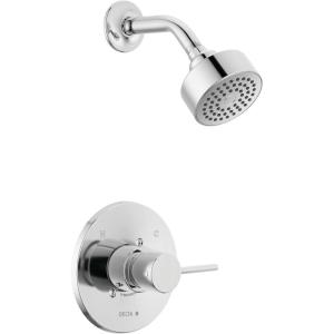 imageDelta Faucet Modern Raincan Round SingleFunction Shower Valve Trim Kit Black Shower Faucet Set Rainfall Shower Head Black Delta Shower Trim Kit Matte Black T14269BLPP Valve Not IncludedChrome