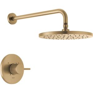 imageDelta Faucet Modern Raincan Round SingleFunction Shower Valve Trim Kit Black Shower Faucet Set Rainfall Shower Head Black Delta Shower Trim Kit Matte Black T14269BLPP Valve Not IncludedChampagne Bronze