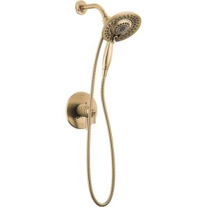 imageDelta Faucet Saylor 17 Series Gold Shower Valve Trim Kit with In2ition 2in1 Shower Head with Handheld Spray Shower Faucet Shower Head and Handle Champagne Bronze T17235CZI Valve Not IncludedChampagne Bronze
