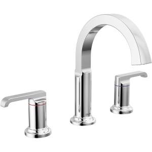 imageDelta Faucet Tetra Brushed Nickel Widespread Bathroom Faucet 3 Hole Bathroom Faucet for Bathroom Sink Bathroom Sink Faucet Diamond Seal Technology Metal Drain Lumicoat Stainless 35588SSPRDSTLumicoat Chrome