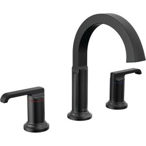 imageDelta Faucet Tetra Brushed Nickel Widespread Bathroom Faucet 3 Hole Bathroom Faucet for Bathroom Sink Bathroom Sink Faucet Diamond Seal Technology Metal Drain Lumicoat Stainless 35588SSPRDSTMatte Black