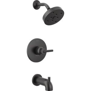 imageDelta Faucet Trinsic 14 Series SingleFunction Matte Black Tub and Shower Faucet Set Delta H2Okinetic Shower Valve Trim Kit Shower Faucet Set Matte Black T14459BL with Valve Not Included