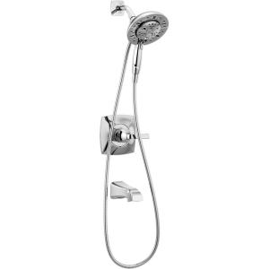 imageDelta Faucet Vesna 14 Series SingleHandle Shower Trim Kit with 5Spray H2Okinetic In2ition Dual Hand Held Shower Head with Hose SpotShield Brushed Nickel 144789SPI Valve IncludedChrome