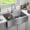 imageDELTA FAUCET Delta Lenta 33inch Retrofit Farmhouse Apron Front 16 Gauge Stainless Steel Single Bowl Kitchen Sink for UndermountDropIn Installation with Accessories 95J132T33SSS