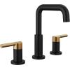 imageDelta 35849LFPD Nicoli 12 GPM Widespread Bathroom Faucet with Pull Down Spout and Push PopUp Drain Assembly  Matte BlackMatte BlackChampagne Bronze