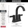 imageDelta Albion Centerset Matte Black Bathroom Faucet 4 Inch 3 Hole Bathroom Sink Faucet for Vanity Metal PushPop Drain Assembly Matte Black 25855LFBLMatte Black