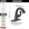 imageDelta Arvo 1 Hole Matte Black Bathroom Faucet with Sprayer Single Hole Bathroom Sink Faucet with Pull Out Sprayer for Vanity PushPop Drain Matte Black 15840LFBLPD