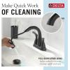 imageDelta Broadmoor Centerset Matte Black Bathroom Faucet with Sprayer 4 Inch 3 Hole Bathroom Sink Faucet with Pull Out Sprayer PushPop Drain Matte Black 25765LFBLPDMatte Black