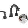 imageDelta Broadmoor Matte Black Bathroom Faucet with Sprayer 8 Inch 3 Hole Widespread Bathroom Sink Faucet with Pull Out Sprayer PushPop Drain Matte Black 35765LFBLPDMatte Black