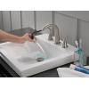 imageDelta Broadmoor Matte Black Bathroom Faucet with Sprayer 8 Inch 3 Hole Widespread Bathroom Sink Faucet with Pull Out Sprayer PushPop Drain Matte Black 35765LFBLPDSpotShield Stainless