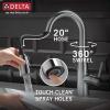 imageDelta Essa Brushed Nickel Bar Sink Faucet with Pull Down Sprayer Modern Single Hole Prep Sink Faucet Single Handle Arctic Stainless 9913ARDSTArctic Stainless